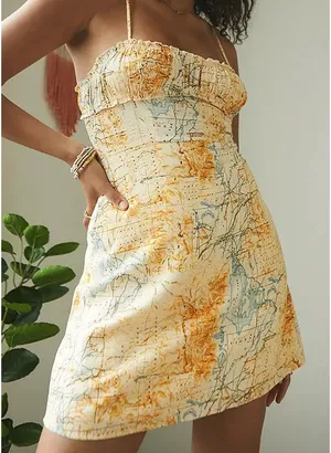 Urban Outfitters By The Sea Map Print Mini Dress thumbnail 1