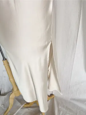Elegant Cream Satin Halter Midi Dress thumbnail 4