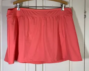 Lands End Womens Plus Sz 18W Coral Pink Swim Skirt Built-in Brief 522876 Modest thumbnail 1