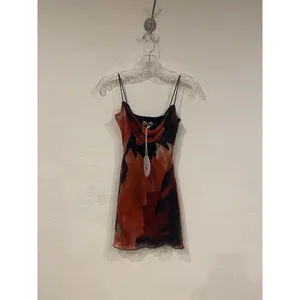 Princess Polly Sugar Mini Dress Womens 0 Red Multi Mesh Cowl Neck Slip Party thumbnail 2