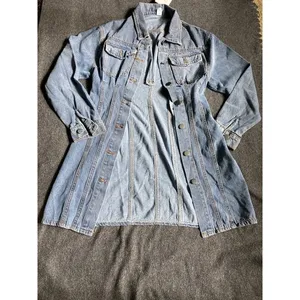 Nicepark Light Wash Denim Mini Dress Button Front Cinched Waist fits xxs NEW‎ thumbnail 5