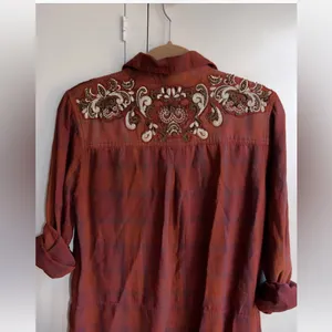 NWOT Free People Embroidered Plaid Tunic Shirt Boho Medium thumbnail 10