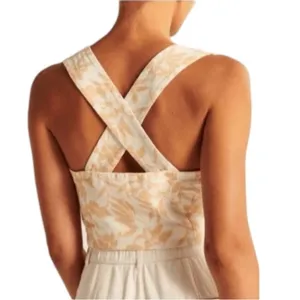 Abercrombie & Fitch Linen Blend Top Vest Sz Medium Floral Print thumbnail 3