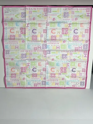 Givenchy 4G Logo Multicolor Pastel Vintage Cotton Handkerchief Bandana Scarf thumbnail 3