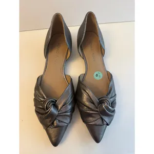 Donald J. Pliner D’Orsay Flats Women’s Size 5.5 Metallic Silver Leather Ruched thumbnail 2
