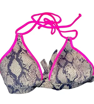 Victoria's Secret Bikini Top Pink and Snakeskin sz Lg *No inserts* thumbnail 1