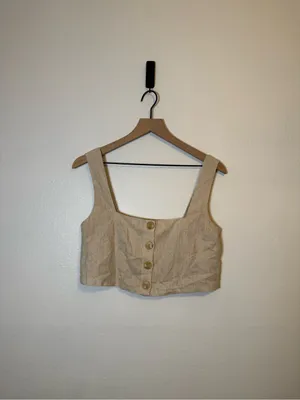 Anthropologie‎ Flate White Crop Square Neck Tank thumbnail 3