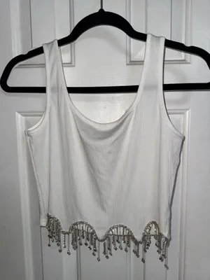 Rhinestone Fringe Top White thumbnail 1