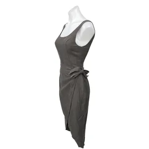 Aritzia Wilfred Gray Sleeveless Tulip Hem Square Neck Wrap Midi Sheath Dress 0 thumbnail 2