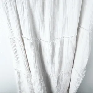 FREE THE ROSES 100% Cotton White Gauzy Tiered Lined Pockets Midi Dress Medium thumbnail 7