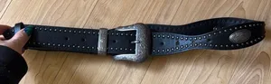 Western Studded Leather Belt Black thumbnail 1