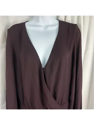 Krisa Womens Long Sleeve Wrap Dress Size M Brown Flowy Fit Polyester thumbnail 2