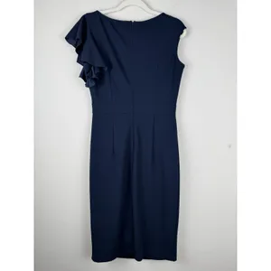 Aisize Vintage Redefined Blue Pinup Ruffle‎ Sleeve Pencil Dress Women's Size L thumbnail 7