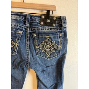 Y2K Embellished Pocket Miss Me Bootcut Mid Rise Jeans Mid Wash Size 29 x 34 thumbnail 3