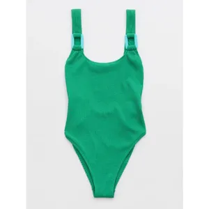 Aerie Green Crinkle Birthday Scoop Back Cheekiest One Piece Swimsuit Sz.M NWT thumbnail 6