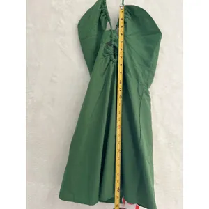 Cider Green Halter Mini‎ Dress NWT Cutout Lace Up Linen Blend Summer Festival XS thumbnail 4