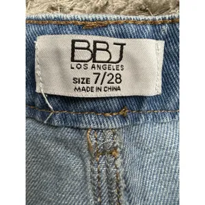 NWT BBJ Denim Shorts Womens 7/28 Glitter Distressed Ripped Cut Off High Rise thumbnail 8