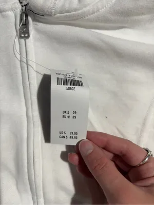 Hollister white cropped zipped hoodie large NWT thumbnail 2