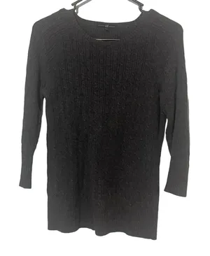 Gap Women's Size Small‎ Grey Fisherman Knit Cotton Sweater thumbnail 1
