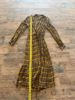 Anthropologie Yellow Plaid Dalton Wrap Midi Dress thumbnail 8