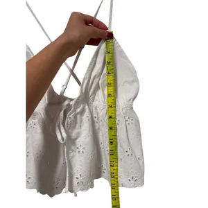 ZARA White Eyelet Lace Crop Top M thumbnail 4
