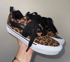 Vans Knu Skool Leopard Black Sneakers Women’s 6 Men’s 4.5 thumbnail 1