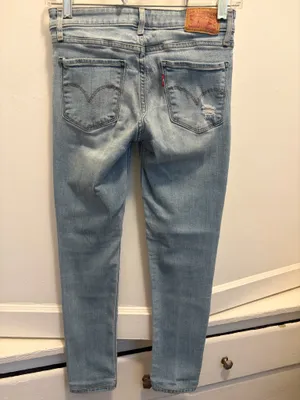 Levi's Light Blue Distressed Skinny Jeans Size 24 thumbnail 7