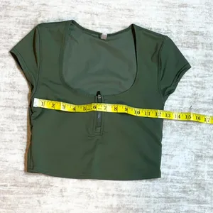 Free People Movement Womens Small Green Nylon Athletic Crop Top Workout Lined thumbnail 2