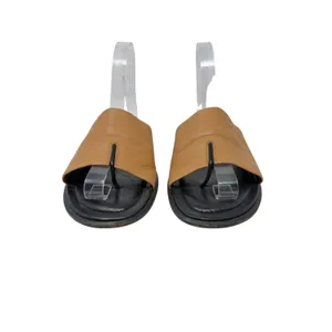 Tod's Leather Toe Ring Flat Slide Sandals Tan Black Made in Italy Size 8 thumbnail 4