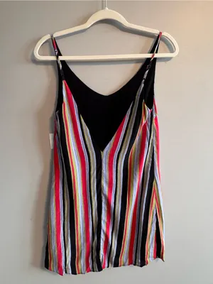 Urban Outfitters XS Striped Slip Mini Dress V Neck Low Back NWT thumbnail 3