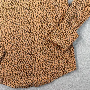 GAP Women's Small Feather T Leopard Print Long Sleeve T-Shirt Crew Neck Brown thumbnail 3