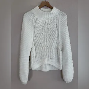 Free People Sweetheart Oversized Chunky Mock Neck Knit Sweater White Small $89 thumbnail 8