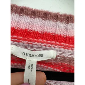 Maurices‎ Pink Chevron Knit Button Down Cardigan Sz L Boho Retro Cozy Chunky thumbnail 6