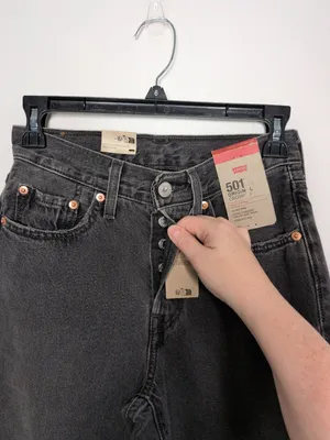 Levis 501 Womens Black Cotton Distressed Cropped Jeans W24 L26 thumbnail 7