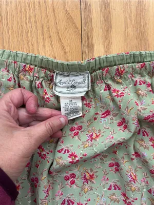 April Cornell Vintage Sage Green Floral Maxi Skirt M Rayon Cottagecore Boho Slit thumbnail 5