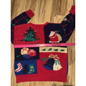 VTG Dean's of Scotland Patchwork Sweater Medium Ugly Christmas‎ Heavy Knit thumbnail 6