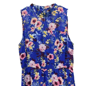 Lulus In My Dreams Blue Floral Sleeveless Chiffon Midi Dress LARGE Wedding thumbnail 6