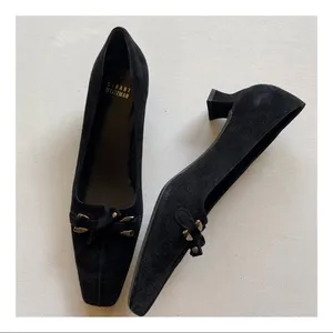 COPY - Stuart Weitzman Perforated Suede Kitten Heels thumbnail 1