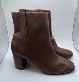 NWOB Cole Haan Womens Chrystie Square Toe Bootie brown leather heel size9B 1299 thumbnail 5
