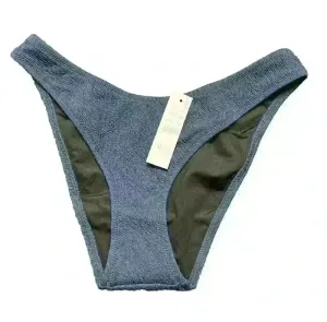J.CREW Textured Curved Waist Cheeky Bikini Bottom Demi Blue Size Small thumbnail 1