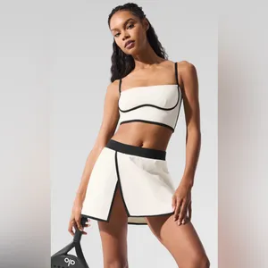 Alo Yoga NWT Airbrush Streamline Bra Tank Top Ivory Black Size M thumbnail 3