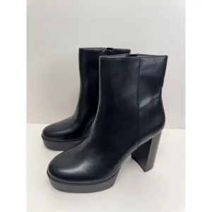 Alfani Boots Size 8.5 Black Almond Toe Faux Leather High Heel Side Zip NEW‎ thumbnail 3