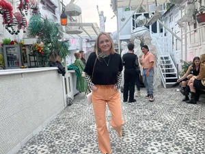 Orange high waisted jeans thumbnail 5