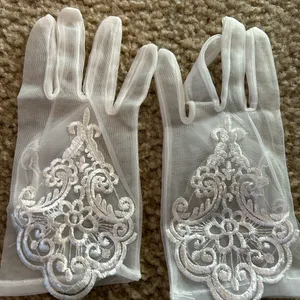 wedding bride lace gloves white thumbnail 1