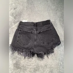 Abercrombie & fitch high rise mom Black Denim Frayed Shorts thumbnail 9