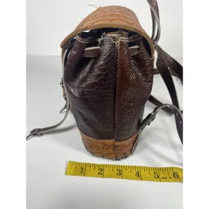 Brown/Tan Floral Tooled Embossed Mini Backpack Drawstring Flap Buckle Silver thumbnail 7