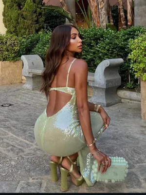 Oh Polly Marlena Sequin Maxi Dress - Light Green thumbnail 3