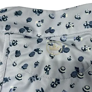 Peter Millar M 1/2 Zip Sun Shirt Light Blue Umbrella Print Golf Long Sleeve‎ thumbnail 5