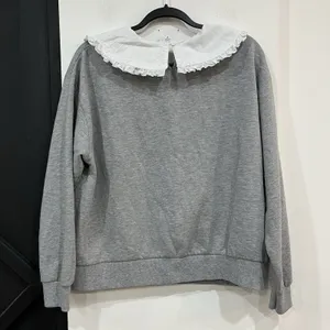 New Look Peter Pan Collar Women’s Gray Sweatshirt Size Medium Coquette Twee thumbnail 4