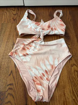 aerie Tie-Dye Cutout One-Piece Swimsuit in Peach Size Medium thumbnail 2